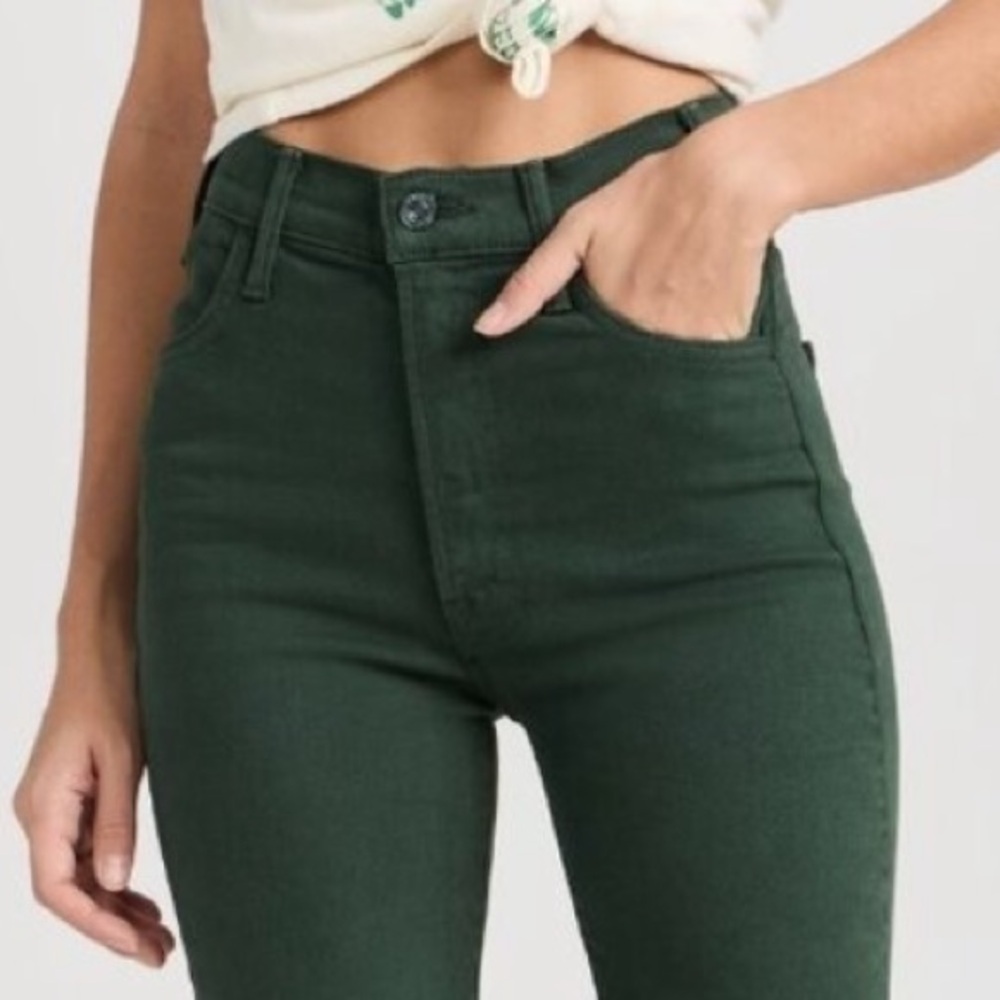 Mother Looker Ankle Fray Skinny Just For Kicks Emerald Green Denim Jeans Size 25